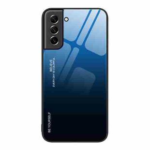 For Samsung Galaxy S21 5G Gradient Color Glass Case(Blue Black)