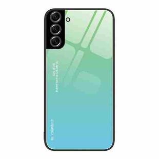 For Samsung Galaxy S22+ 5G Gradient Color Glass Case(Green Cyan)