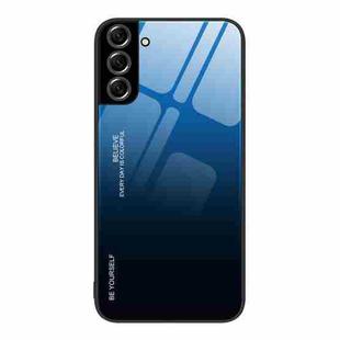 For Samsung Galaxy S22+ 5G Gradient Color Glass Case(Blue Black)