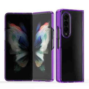 For Samsung Galaxy Z Fold4 Acrylic + TPU Transparent Protective Phone Case(Purple)