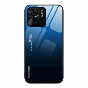 For Xiaomi Redmi 10C Gradient Color Glass Case(Blue Black)