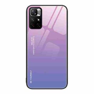 For Xiaomi Redmi Note 11 5G/Poco M4 Pro Gradient Color Glass Case(Pink Purple)