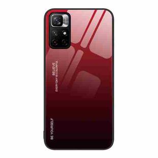 For Xiaomi Redmi Note 11 5G/Poco M4 Pro Gradient Color Glass Case(Red Black)