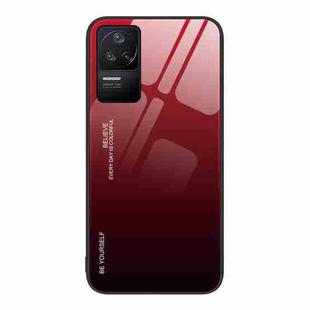 For Xiaomi Redmi K40S Gradient Color Glass Case(Red Black)