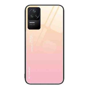 For Xiaomi Redmi K50 Gradient Color Glass Case(Yellow Pink)