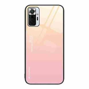 For Xiaomi Redmi Note 10 Pro 4G Global Gradient Color Glass Case(Yellow Pink)