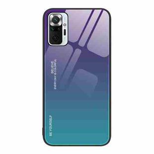 For Xiaomi Redmi Note 10 Pro 4G Global Gradient Color Glass Case(Aurora Blue)