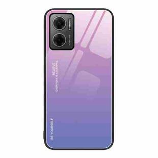 For Xiaomi Redmi Note 11E Gradient Color Glass Case(Pink Purple)
