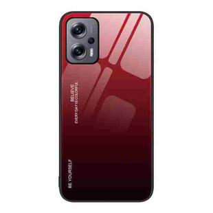 For Xiaomi Redmi Note 11T Pro Gradient Color Glass Case(Red Black)