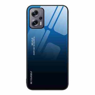 For Xiaomi Redmi Note 11T Pro Gradient Color Glass Case(Blue Black)