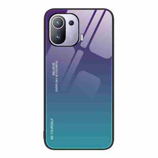 For Xiaomi Mi 11 Pro Gradient Color Glass Case(Aurora Blue)