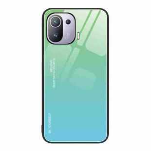 For Xiaomi Mi 11 Pro Gradient Color Glass Case(Green Cyan)