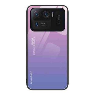 For Xiaomi Mi 11 Ultra Gradient Color Glass Case(Pink Purple)