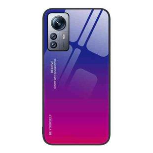 For Xiaomi 12 Pro Gradient Color Glass Case(Purple Red)