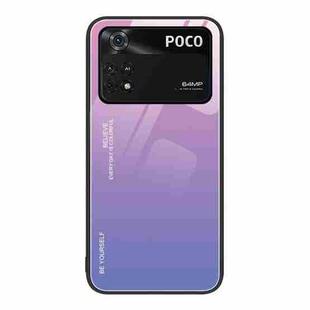 For Xiaomi Poco M4 Pro 4G Gradient Color Glass Case(Pink Purple)