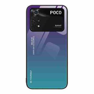 For Xiaomi Poco M4 Pro 4G Gradient Color Glass Case(Aurora Blue)