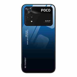 For Xiaomi Poco M4 Pro 4G Gradient Color Glass Case(Blue Black)