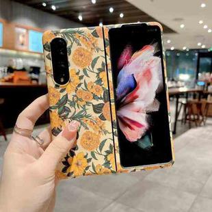For Samsung Galaxy Z Fold4 Frosted Flower Pattern Protective Phone Case(Peony)