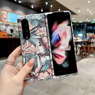 For Samsung Galaxy Z Fold4 Frosted Flower Pattern Protective Phone Case(Lily)