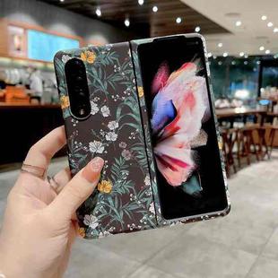 For Samsung Galaxy Z Fold4 Frosted Flower Pattern Protective Phone Case(Gardenia)