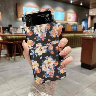 For Samsung Galaxy Z Flip4 Frosted Flower Pattern Protective Phone Case(Apricot Flower)