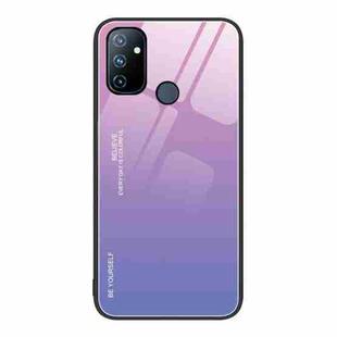 For OnePlus Nord N100 Gradient Color Glass Case(Pink Purple)