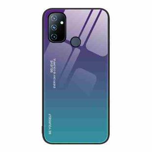 For OnePlus Nord N100 Gradient Color Glass Case(Aurora Blue)