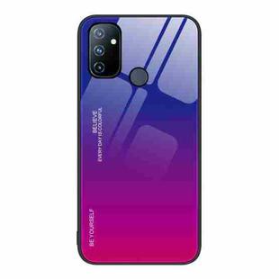 For OnePlus Nord N100 Gradient Color Glass Case(Purple Red)