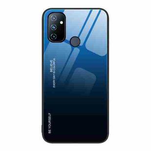 For OnePlus Nord N100 Gradient Color Glass Case(Blue Black)