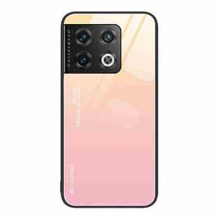 For OnePlus 10 Pro Gradient Color Glass Case(Yellow Pink)