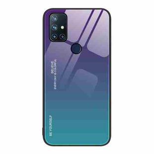 For OnePlus Nord N10 5G Gradient Color Glass Case(Aurora Blue)