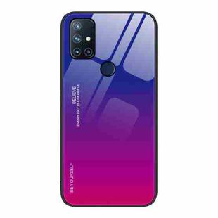 For OnePlus Nord N10 5G Gradient Color Glass Case(Purple Red)