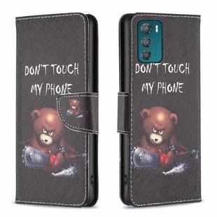 For Motorola Moto G42 4G Colored Drawing Pattern Leather Phone Case(Bear)