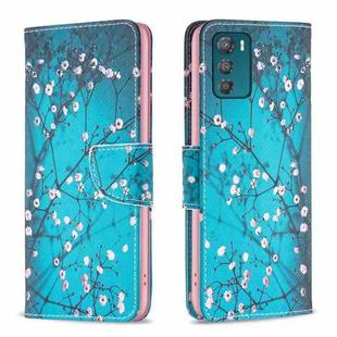 For Motorola Moto G42 4G Colored Drawing Pattern Leather Phone Case(Plum Blossom)