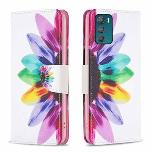 For Motorola Moto G42 4G Colored Drawing Pattern Leather Phone Case(Sun Flower)