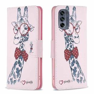 For Motorola Moto G62 Colored Drawing Pattern Leather Phone Case(Deer)