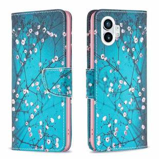 For Nothing Phone 1 Colored Drawing Pattern Leather Phone Case(Plum Blossom)