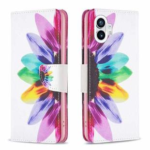 For Nothing Phone 1 Colored Drawing Pattern Leather Phone Case(Sun Flower)