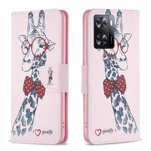 For OPPO A57 4G Colored Drawing Pattern Leather Phone Case(Deer)