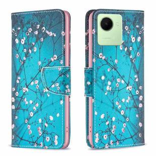 For Realme C30 Colored Drawing Pattern Leather Phone Case(Plum Blossom)