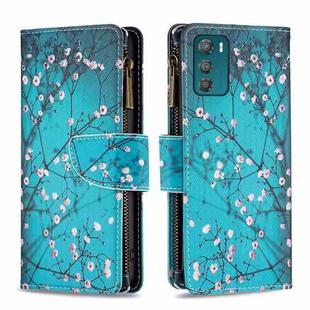 For Motorola Moto G42 4G Colored Drawing Pattern Zipper Leather Phone Case(Plum Blossom)