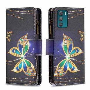 For Motorola Moto G42 4G Colored Drawing Pattern Zipper Leather Phone Case(Big Butterfly)