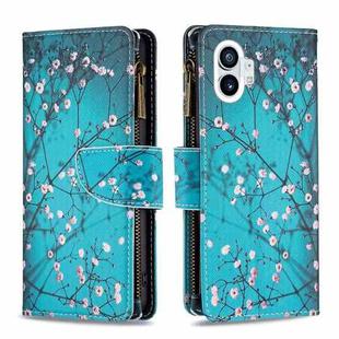 For Nothing Phone 1 Colored Drawing Pattern Zipper Leather Phone Case(Plum Blossom)