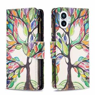 For Nothing Phone 1 Colored Drawing Pattern Zipper Leather Phone Case(Big Tree)