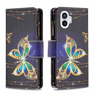 For Nothing Phone 1 Colored Drawing Pattern Zipper Leather Phone Case(Big Butterfly)