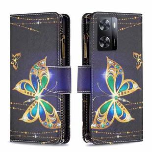 For OPPO A57 4G Colored Drawing Pattern Zipper Leather Phone Case(Big Butterfly)