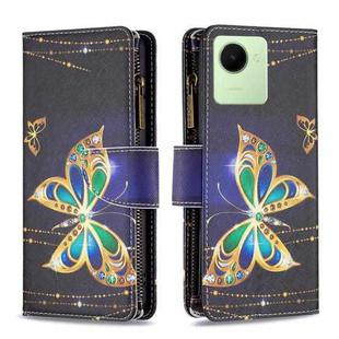 For Realme C30 Colored Drawing Pattern Zipper Leather Phone Case(Big Butterfly)