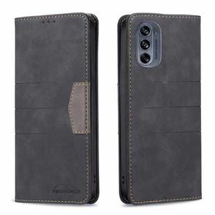 For Motorola Moto G62 Magnetic Splicing Leather Phone Case(Black)