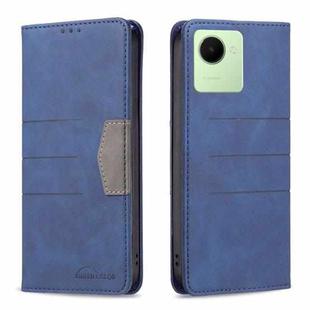 For Realme C30 Magnetic Splicing Leather Phone Case(Blue)