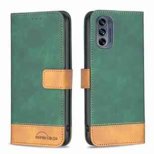 For Motorola Moto G62 BF11 Color Matching Skin Feel Leather Phone Case(Green)